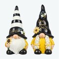 Youngs Resin Bee Gnome, Assorted Style - Set of 2 72367